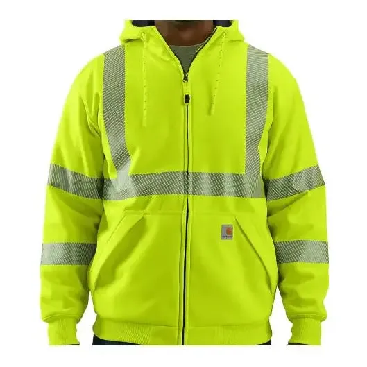 Carhartt Men's Work Hi-Vis Hoodie Loose Fiat Thermal Lined Zip Up