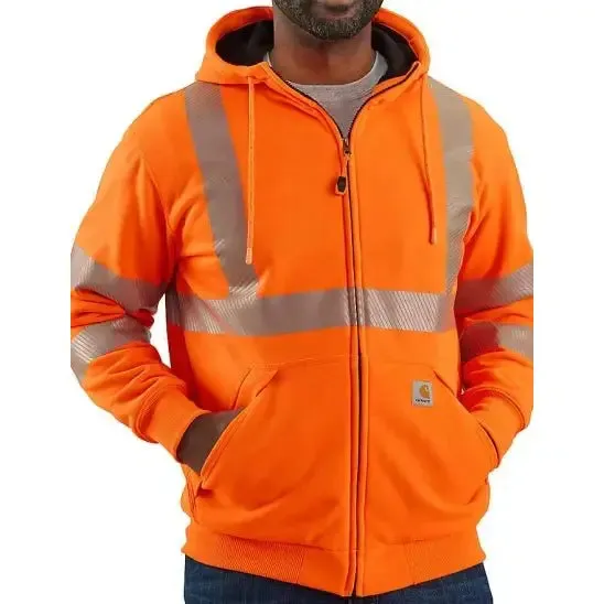 Carhartt Men's Work Hi-Vis Hoodie Loose Fiat Thermal Lined Zip Up