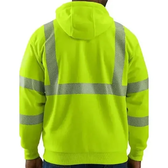 Carhartt Men's Work Hi-Vis Hoodie Loose Fiat Thermal Lined Zip Up