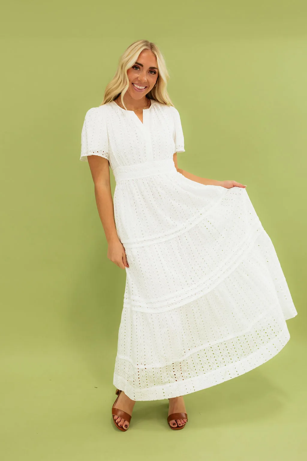 Caribbean Dress-White Eyelet