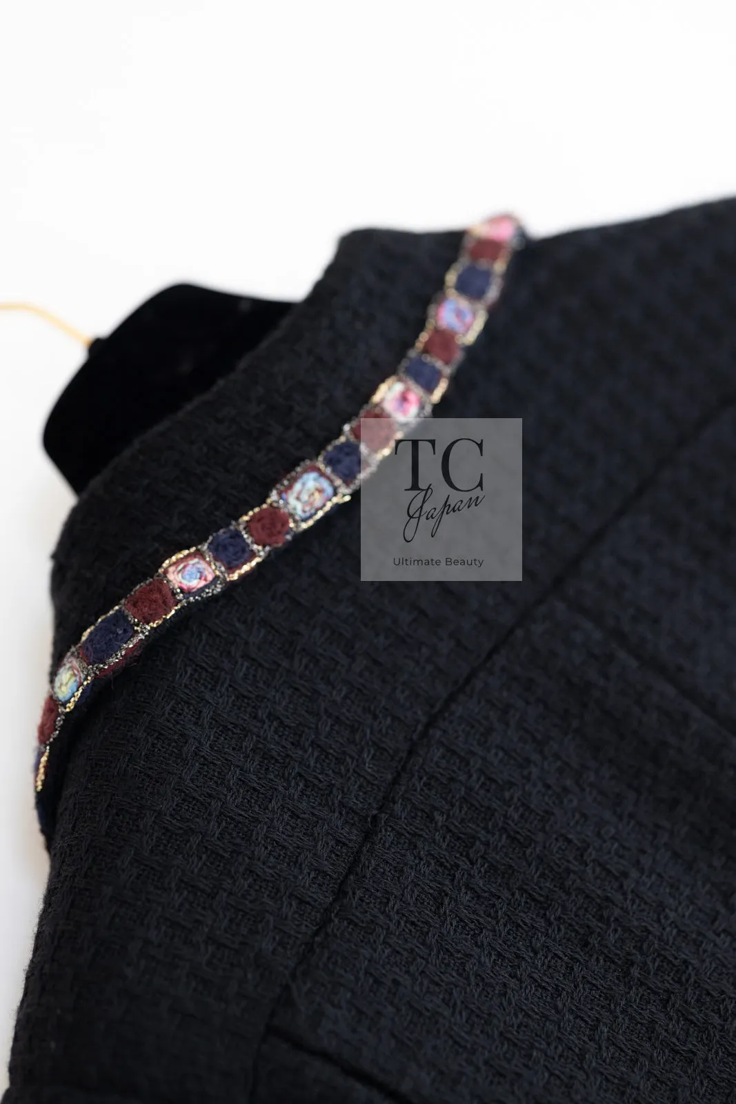 CHANEL 11PF Black Gripoix Button Wool Tweed Jacket Coat 36 38 シャネル ブラック グリポア 宝石 ボタン ウール ツイード ジャケット コート 即発