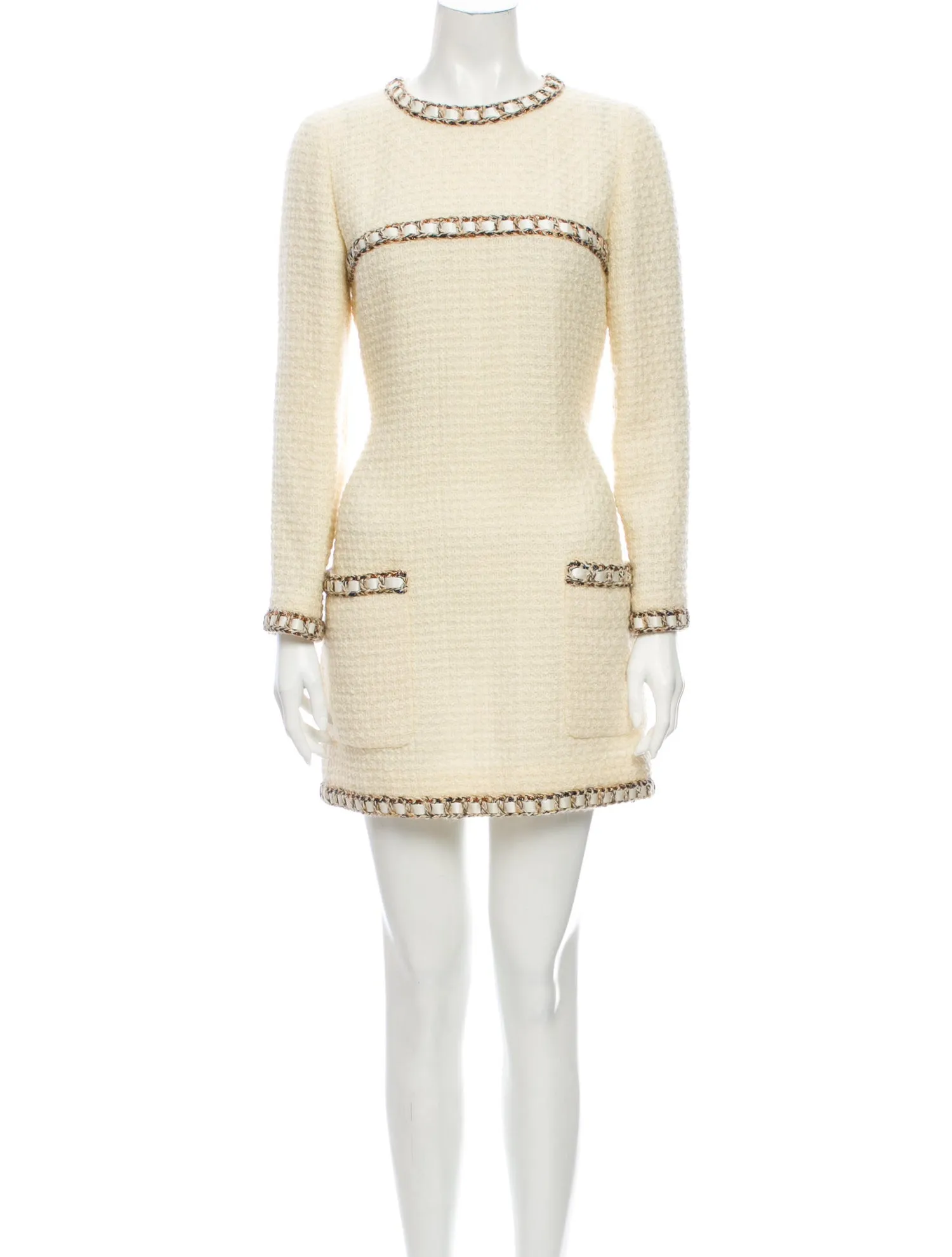 CHANEL 16PF Ivory Black Wool Silk Double Tweed Coat 34 36 38 40 シャネル アイボリー ブラック ウール シルク チェック ツイード コート メンズも！即発