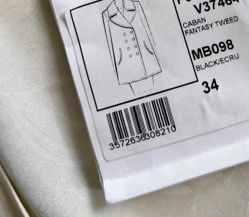 CHANEL 16PF Ivory Black Wool Silk Double Tweed Coat 34 36 38 40 シャネル アイボリー ブラック ウール シルク チェック ツイード コート メンズも！即発