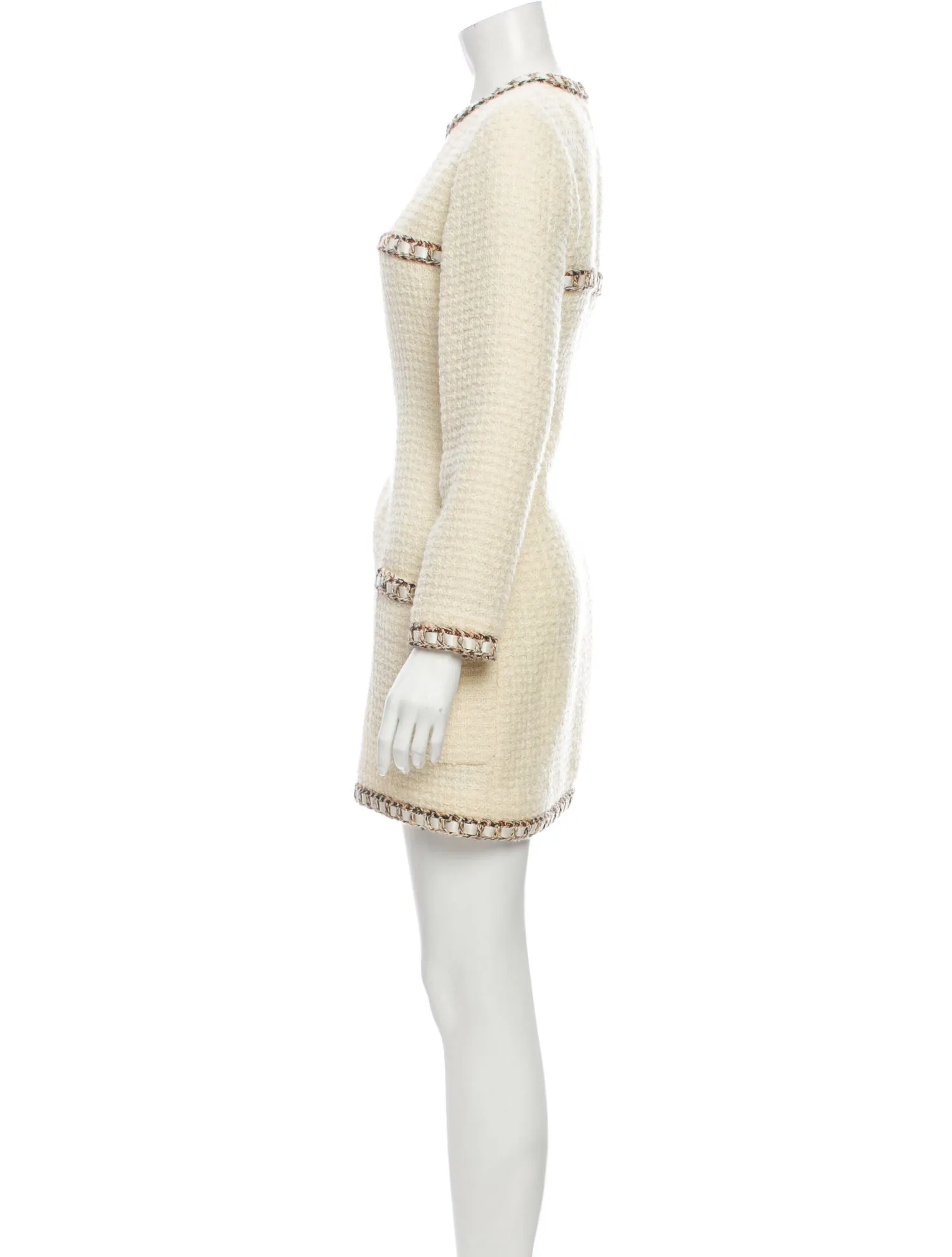 CHANEL 16PF Ivory Black Wool Silk Double Tweed Coat 34 36 38 40 シャネル アイボリー ブラック ウール シルク チェック ツイード コート メンズも！即発