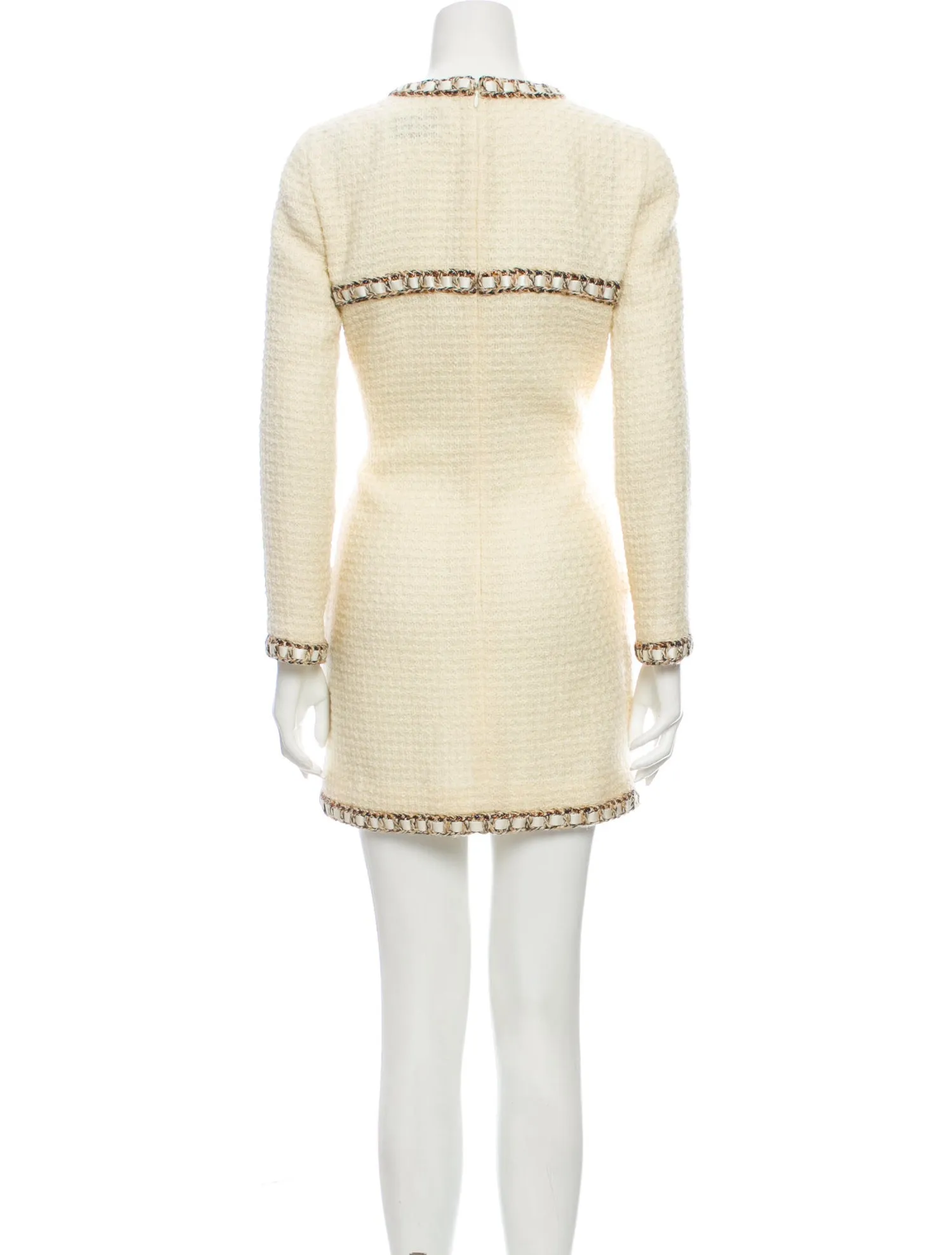 CHANEL 16PF Ivory Black Wool Silk Double Tweed Coat 34 36 38 40 シャネル アイボリー ブラック ウール シルク チェック ツイード コート メンズも！即発