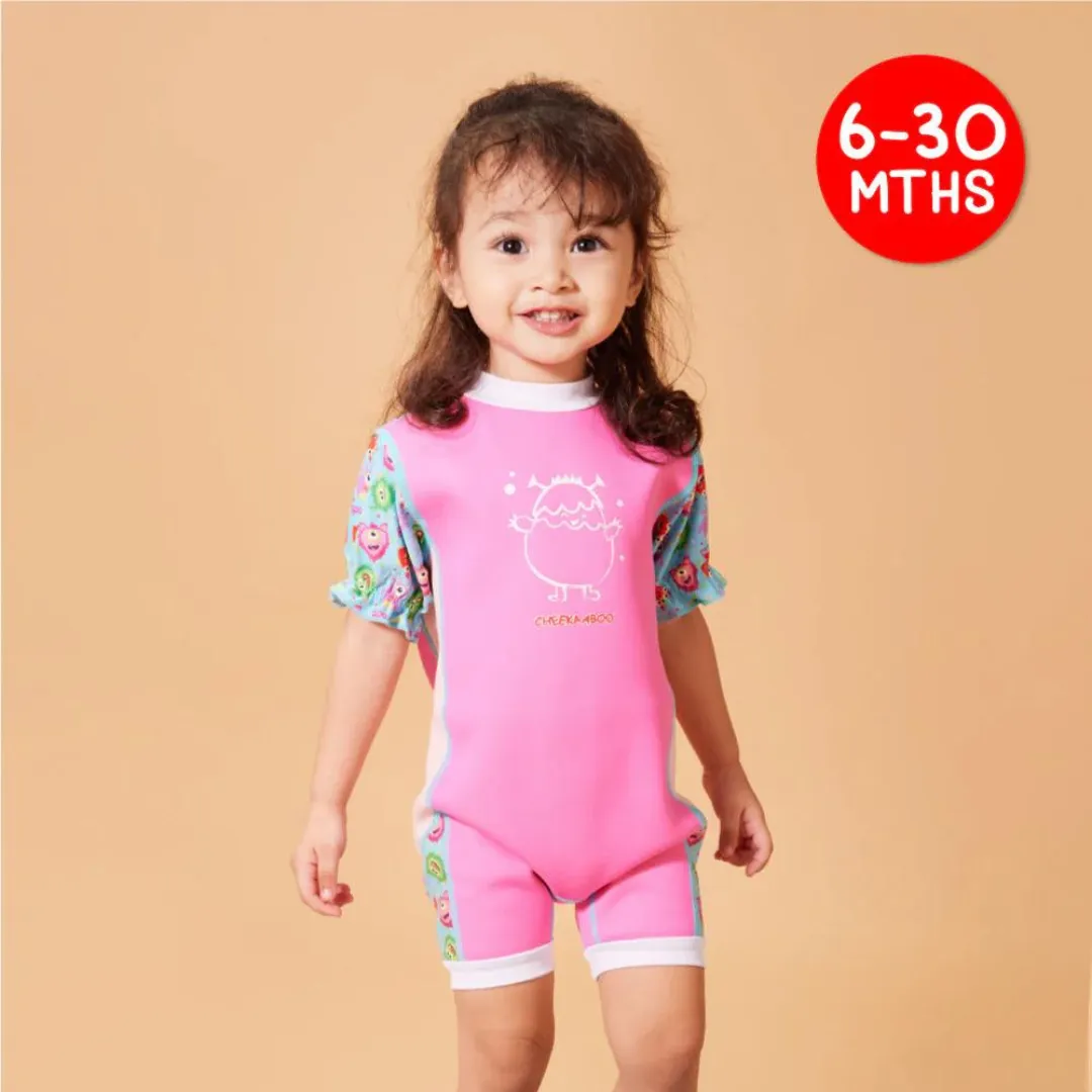Cheekaaboo Chittybabes Baby Thermal Swimsuit UPF50  Pink Monster