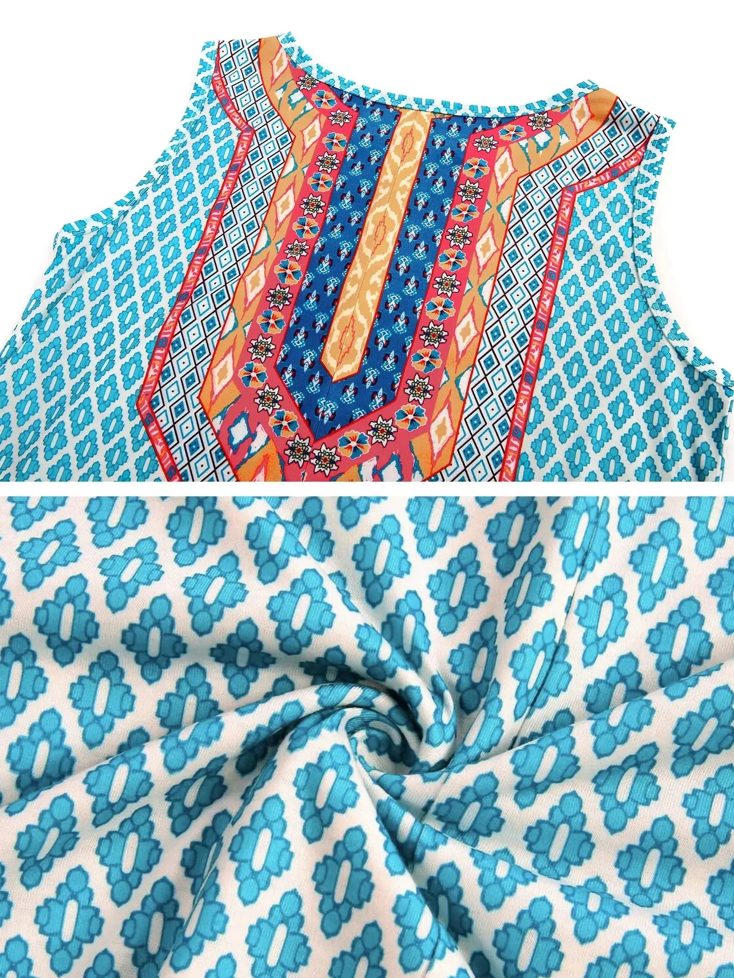 Clementine - Colorful Bohemian Midi Dress for Plus Size Women
