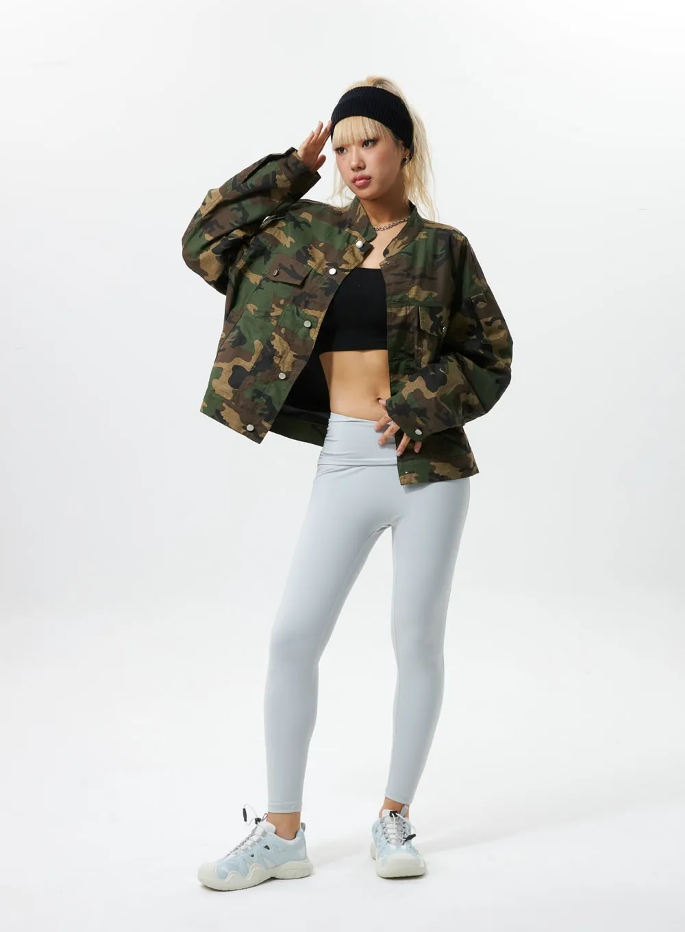 Collarless Camo Jacket IS322