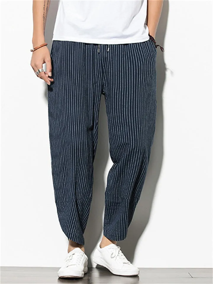 Comfort Casual Striped Linen Pants for Men