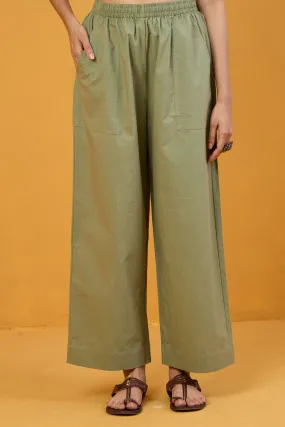 comfort fit cotton pants - light olive green