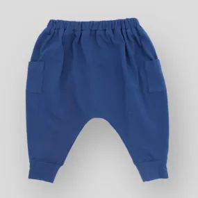 Cozy Night Sea Blue Cotton Knit Jogger Pants for Babies and Kids