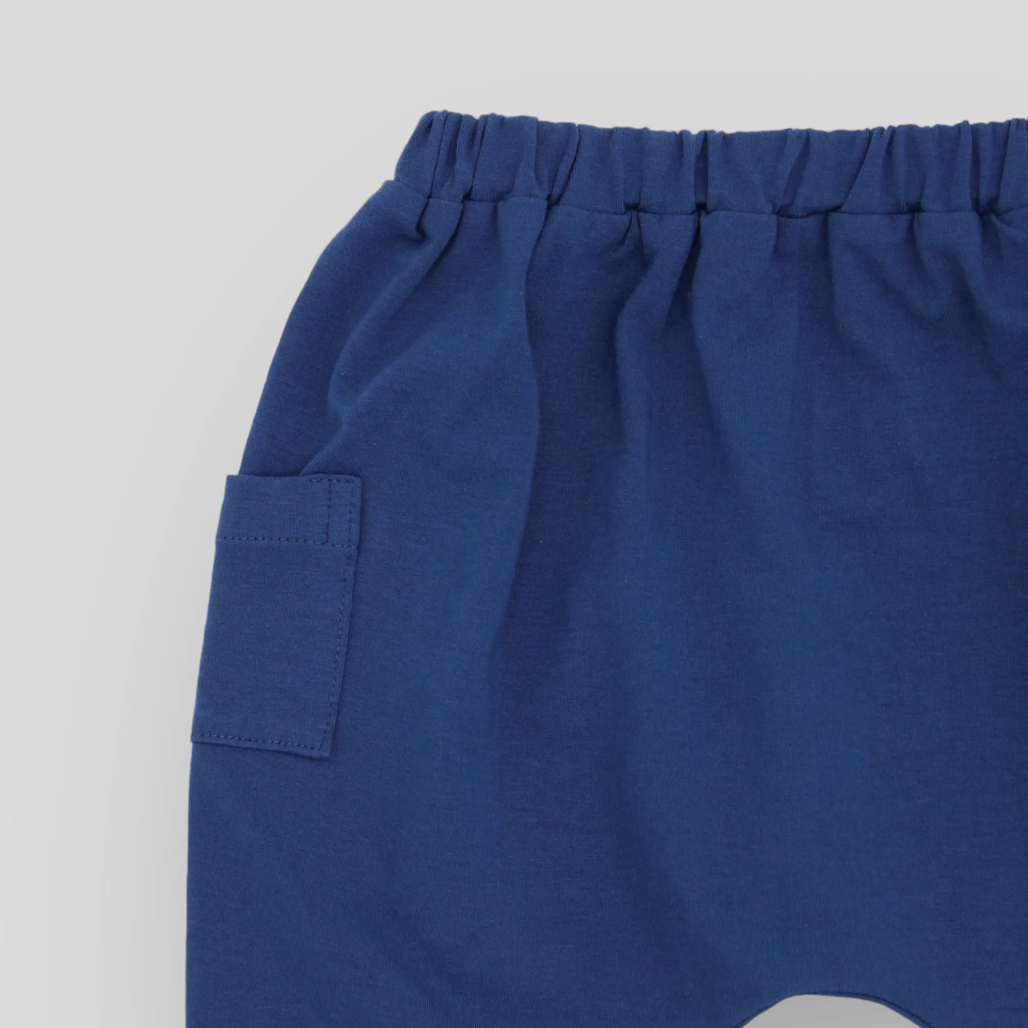 Cozy Night Sea Blue Cotton Knit Jogger Pants for Babies and Kids