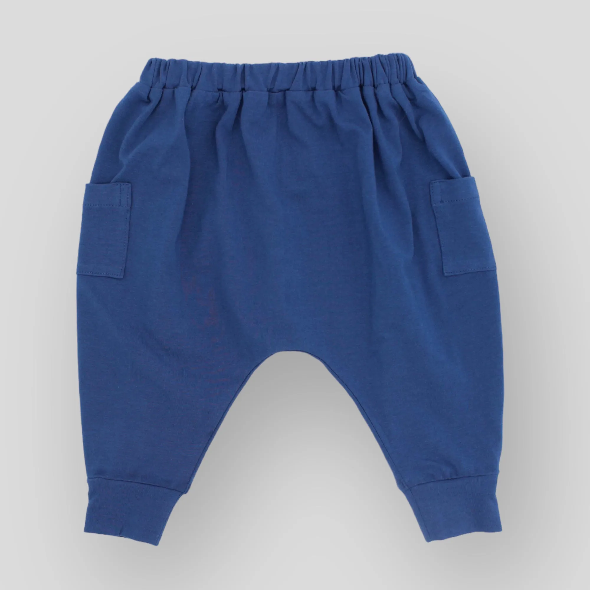 Cozy Night Sea Blue Cotton Knit Jogger Pants for Babies and Kids