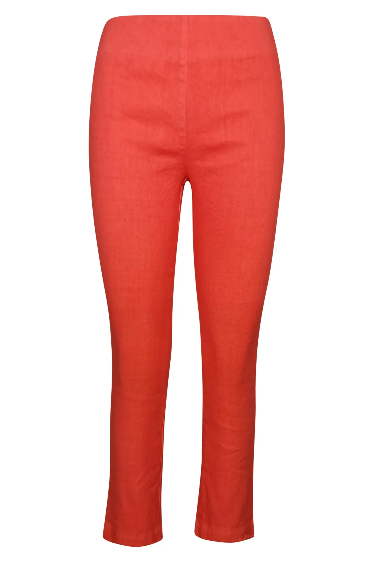 Cut Hem Slim Fit Jersey Linen Blend Stretch Pants