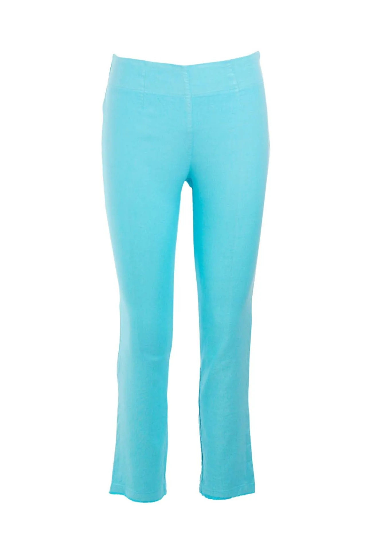 Cut Hem Slim Fit Jersey Linen Blend Stretch Pants