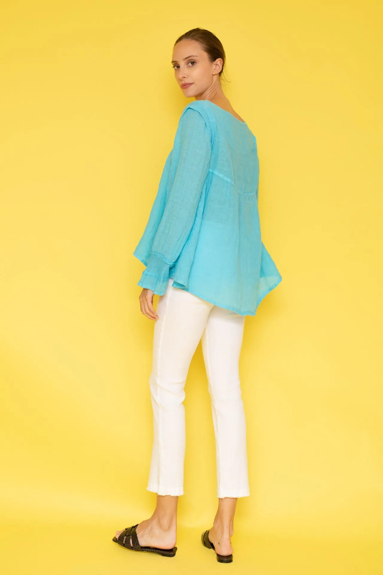 Cut Hem Slim Fit Jersey Linen Blend Stretch Pants