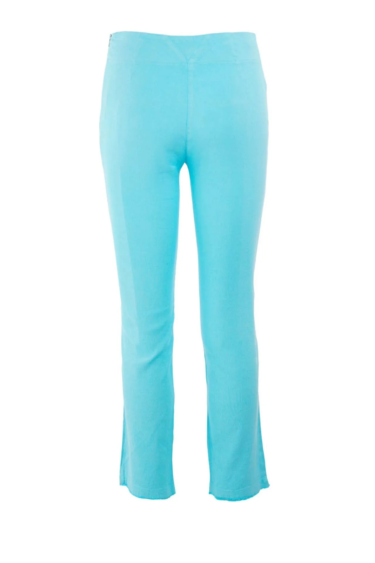 Cut Hem Slim Fit Jersey Linen Blend Stretch Pants