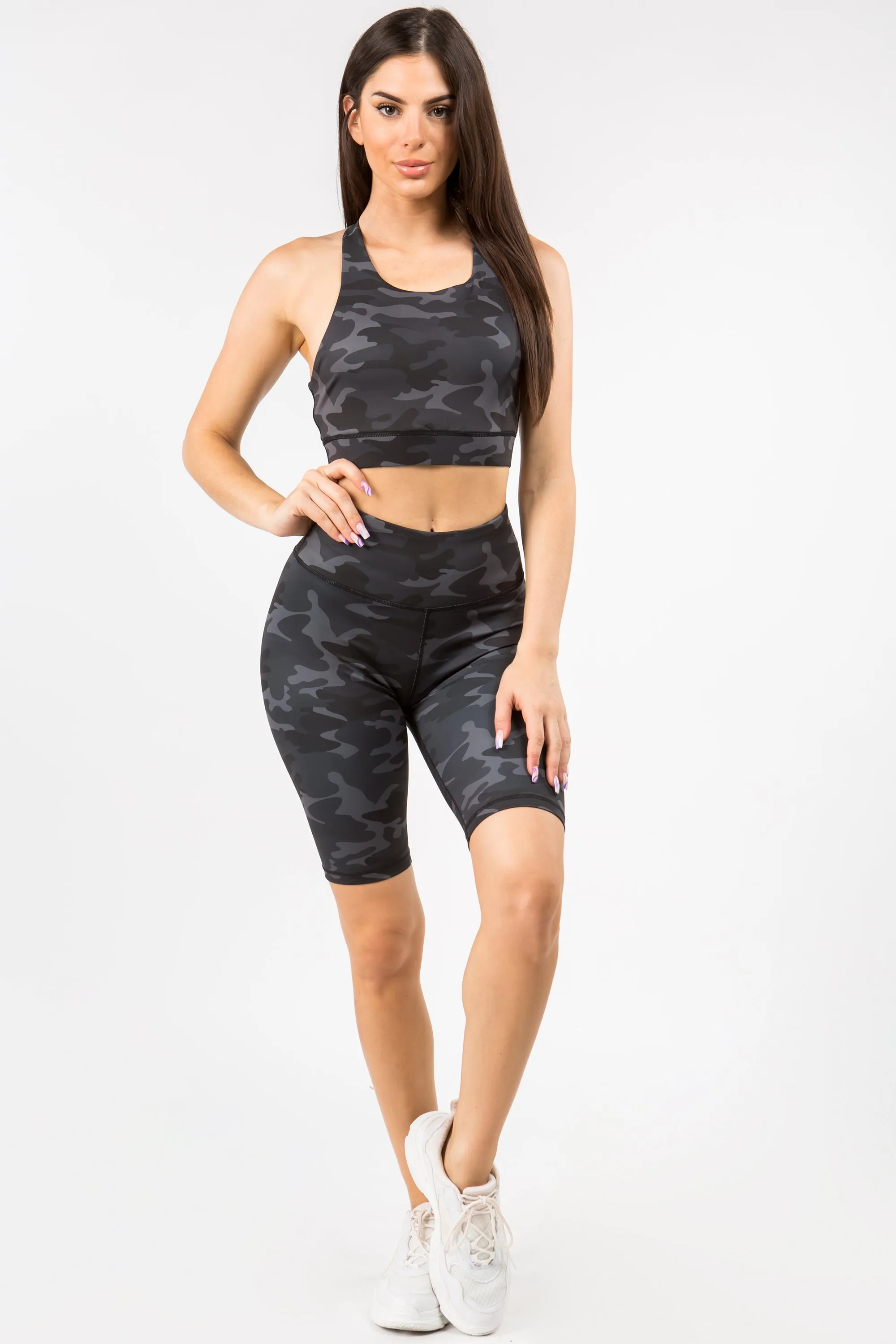 Dark Camo Active Biker Shorts