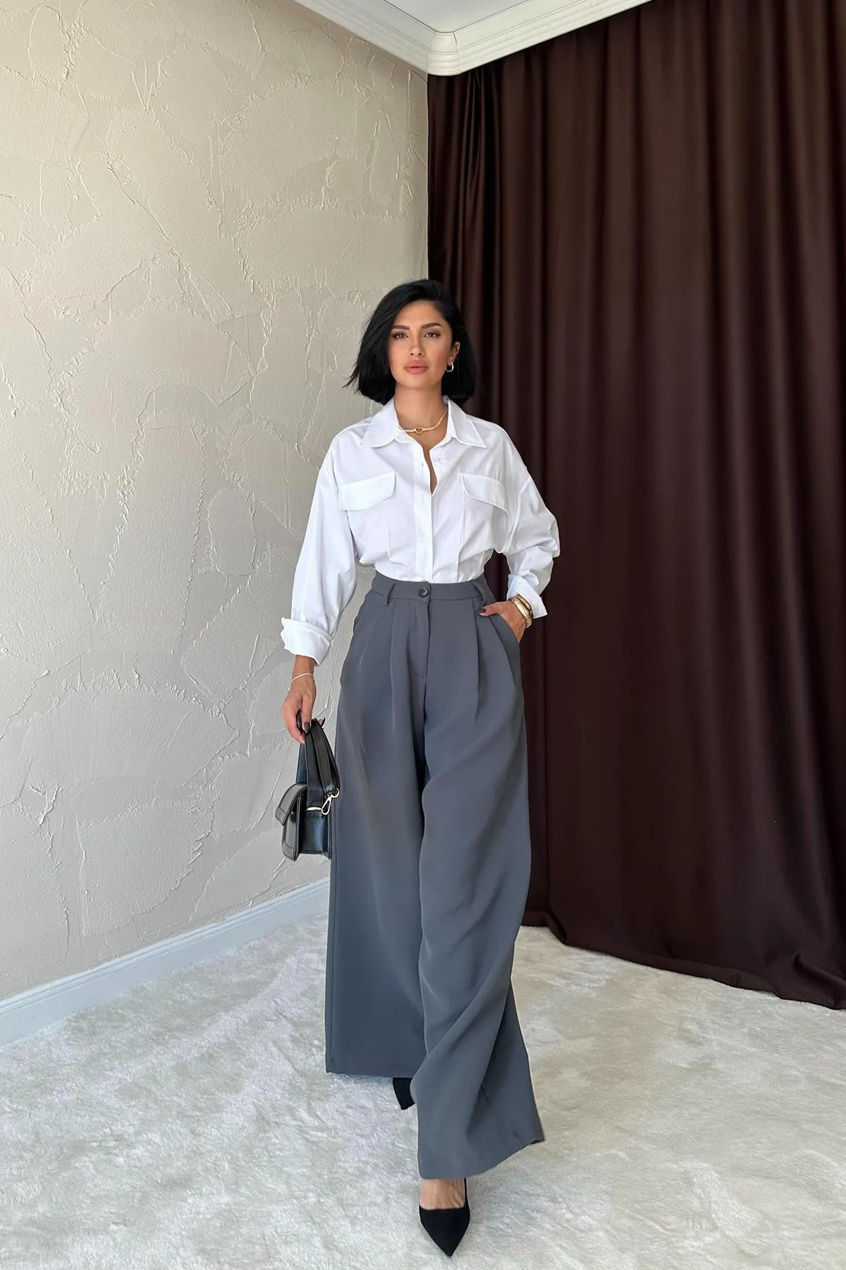ELS Pleated Comfort Pants - Smoke Gray - Napa