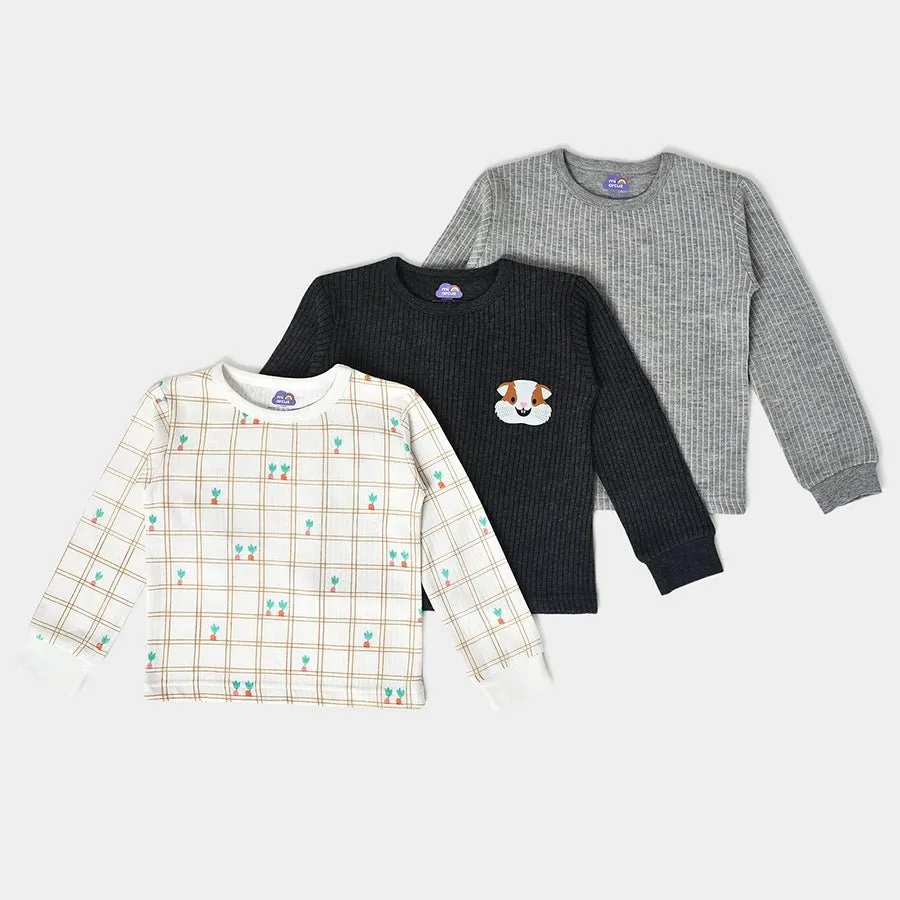 Farm Friends Knitted Full Sleeve Thermal  Top Pack of 3