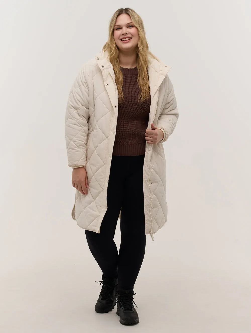 Genie Diamond Quilted Midi Parka