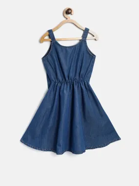 Girls Blue Denim Dress With Straps