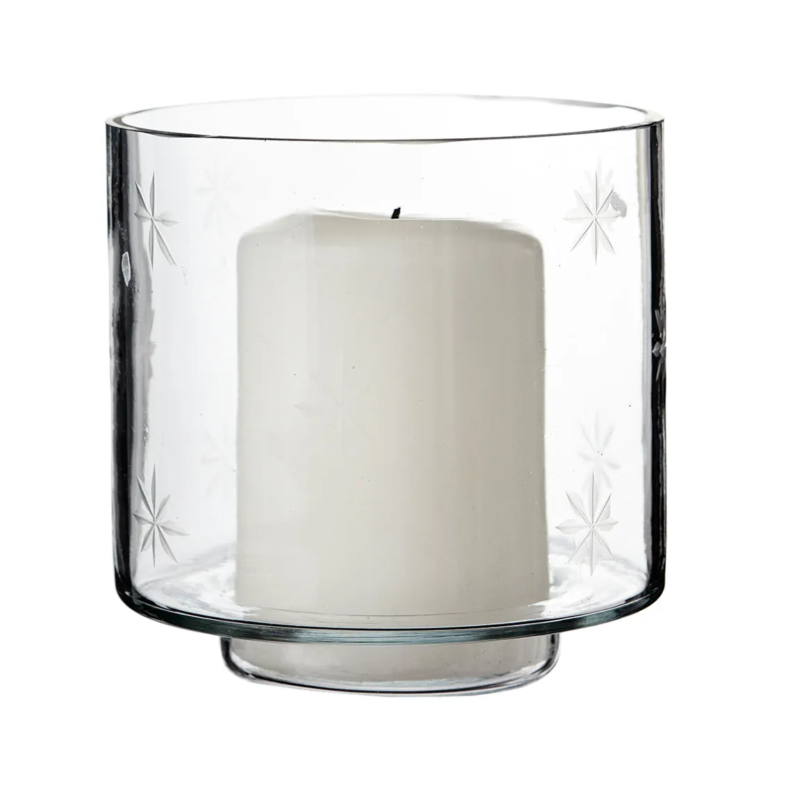 Glass Star Etched Small Candle Holder