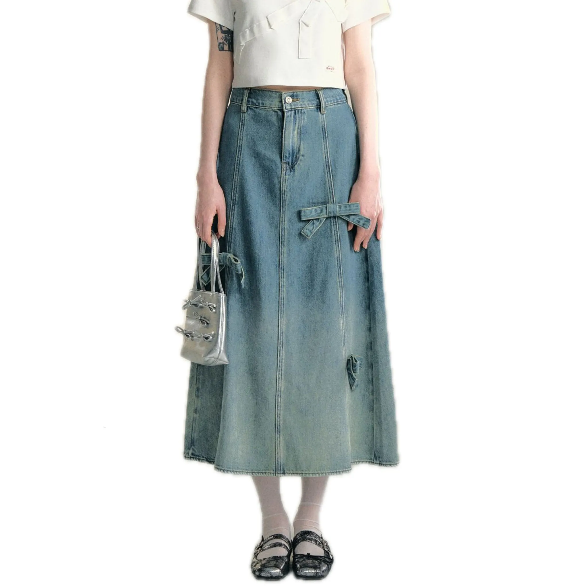 Gradient Denim Skirt