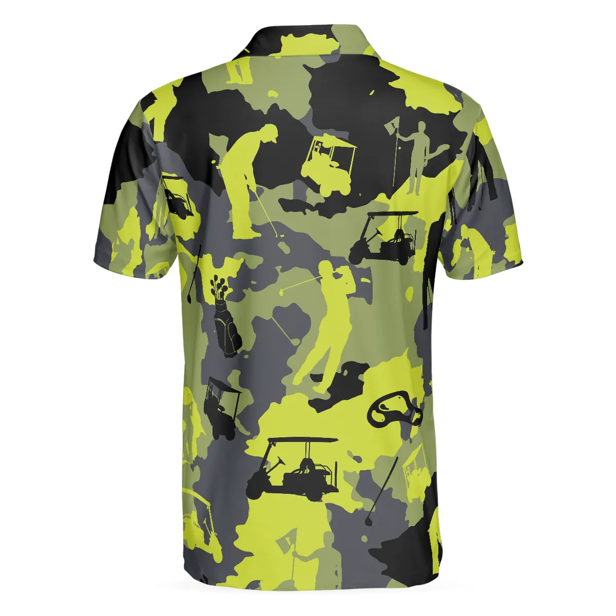 Green And Grey Camouflage Golf Men Polo Shirt, Military Streetwear Polo Shirt, Camo Golf Shirt For Men