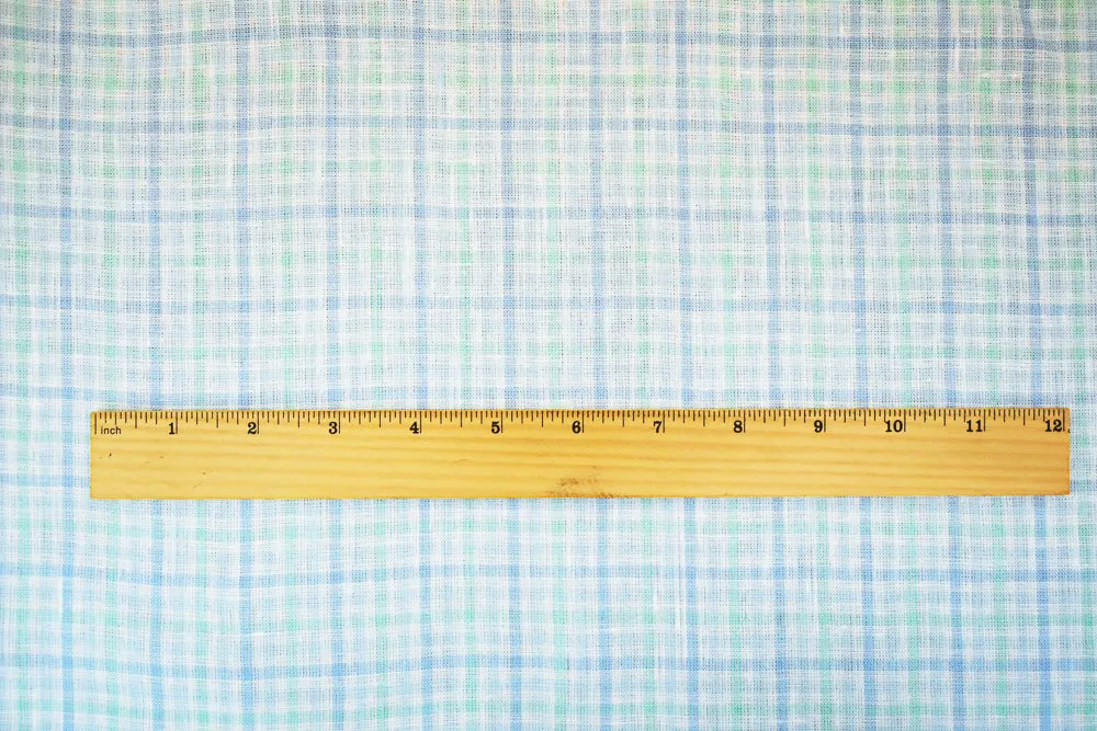 Green-Blue-White Spence Bryson Gingham Check Linen Woven Fabric