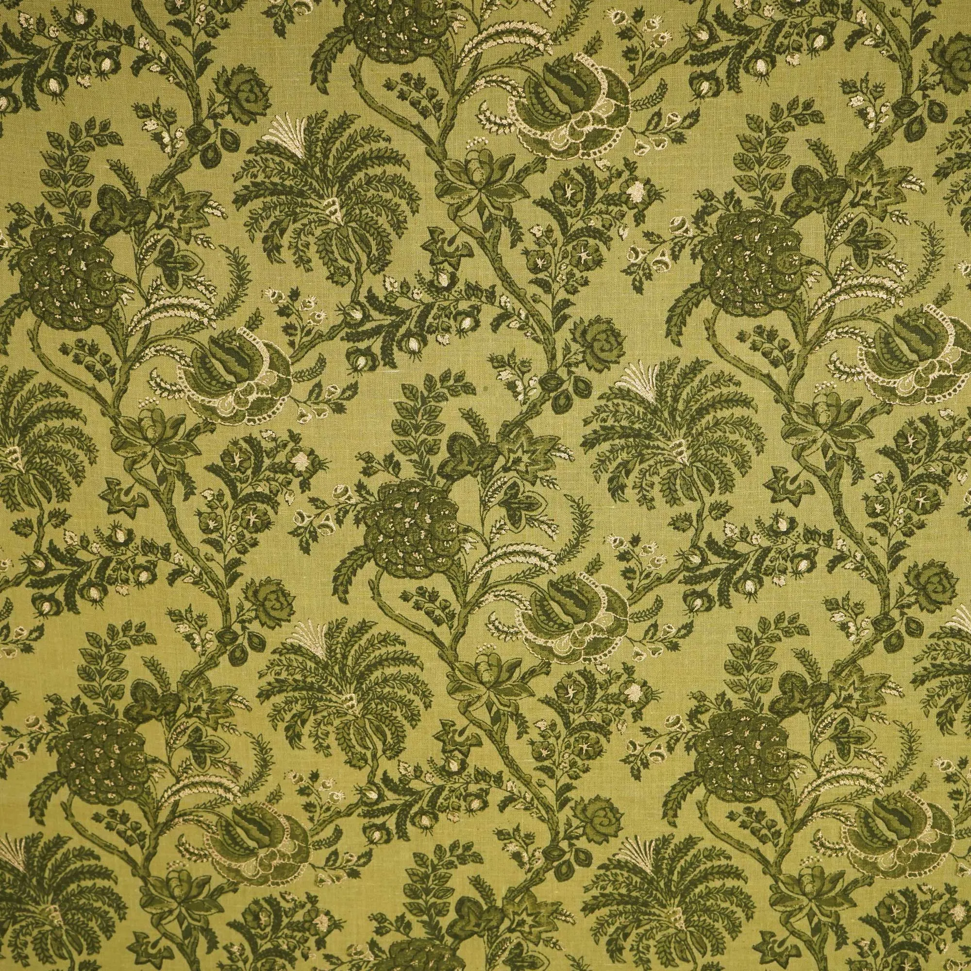 Green Floral Foil Print Cotton Fabric SCF-23857