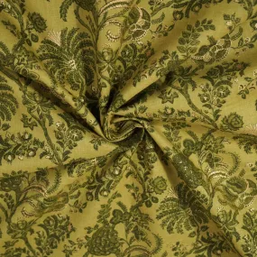 Green Floral Foil Print Cotton Fabric SCF-23857