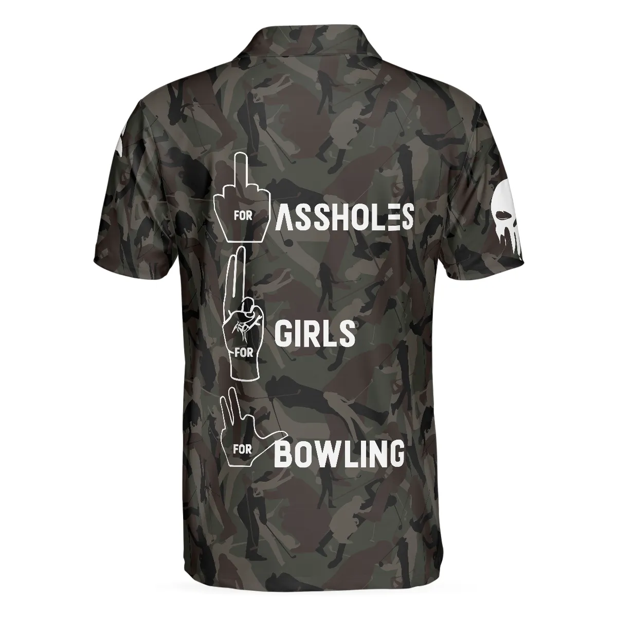 Hand Instruction American Flag Camouflage Bowling Men Polo Shirt, Camo Bowling Shirt For Men, Gift For Patriot Veteran