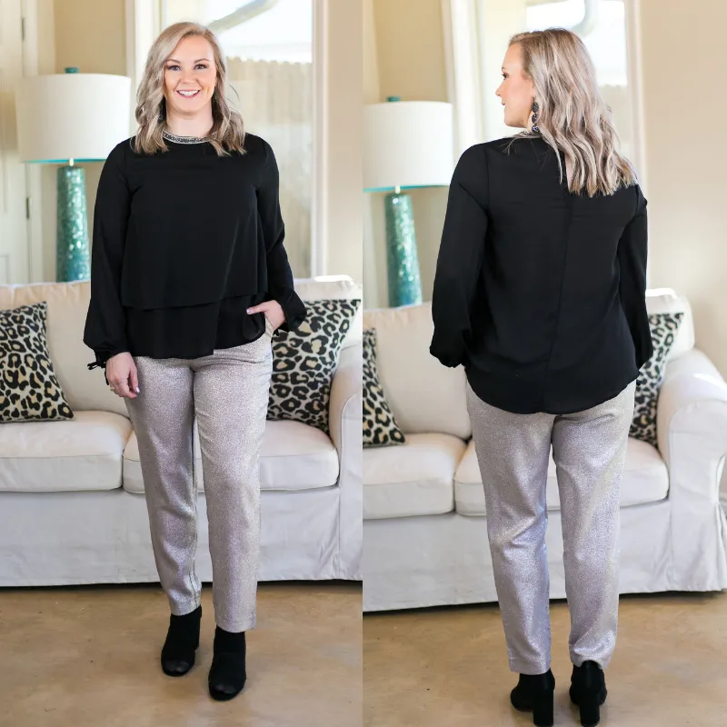 Heartbreak Girl Metallic Pleated Pants in Silver
