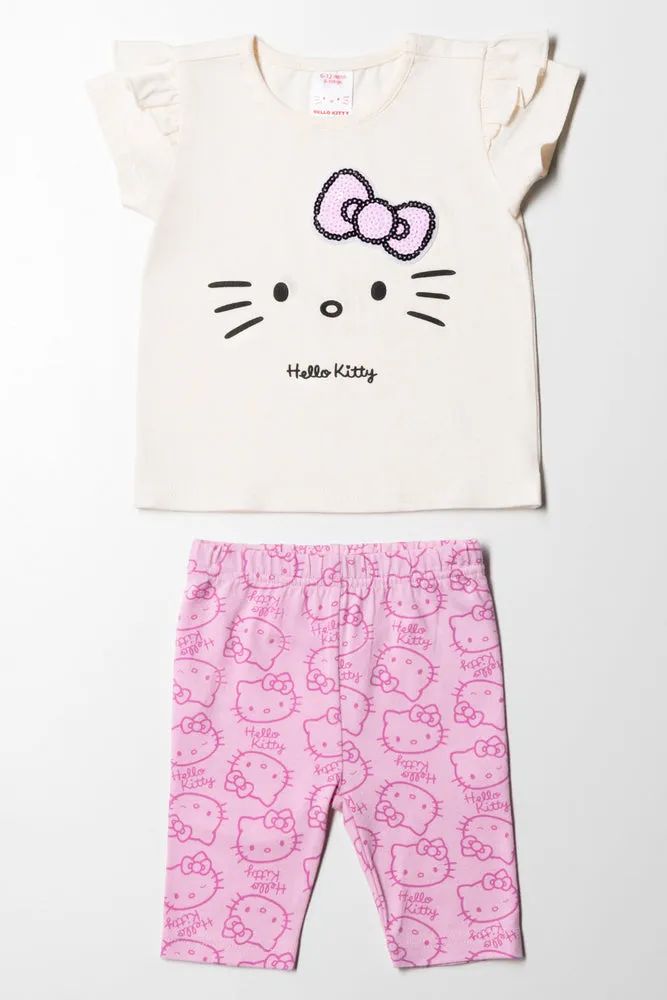 Hello Kitty T-Shirt & Leggings Set Pink & Cream