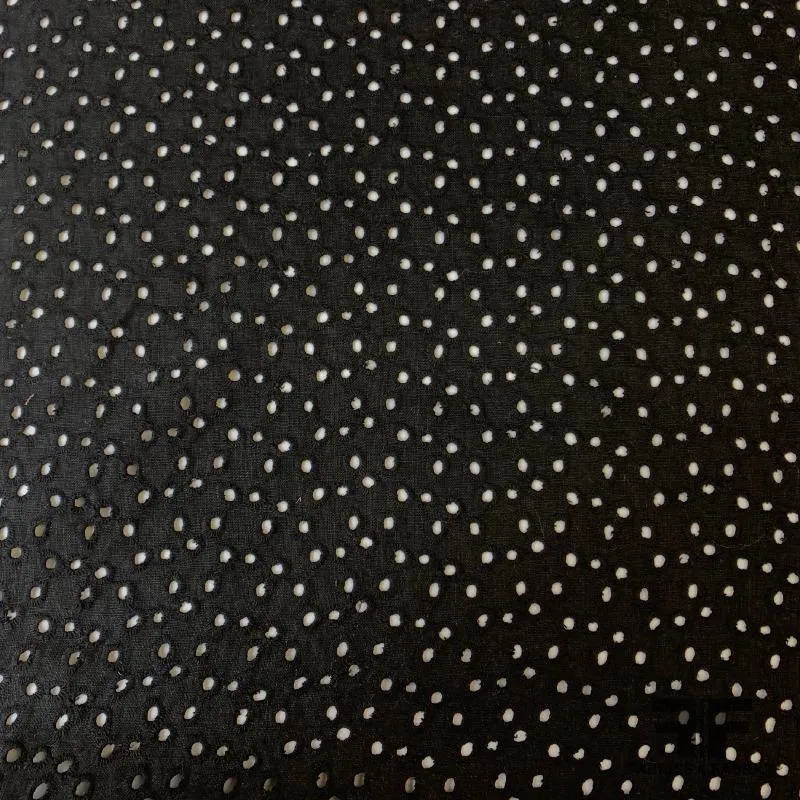 Italian Embroidered Linen - Black