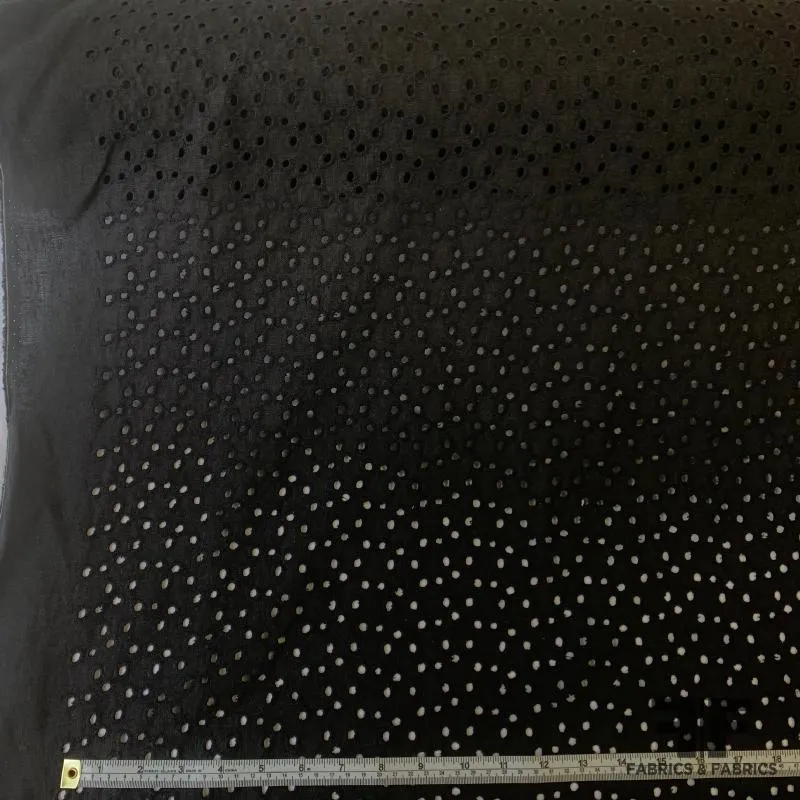 Italian Embroidered Linen - Black