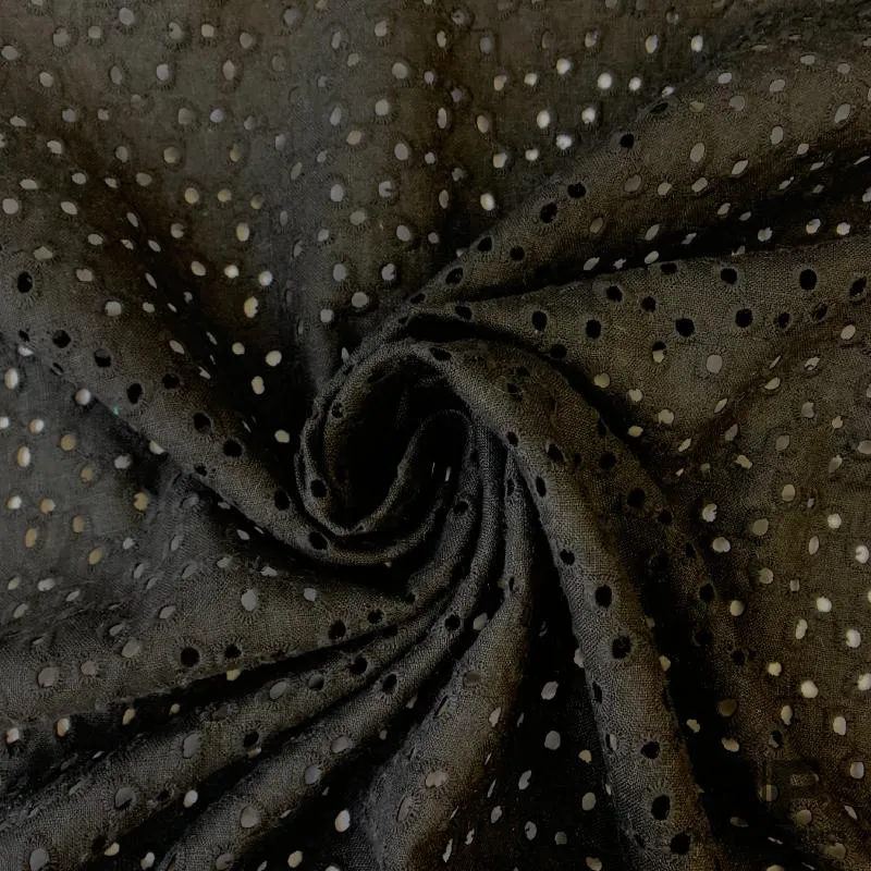 Italian Embroidered Linen - Black