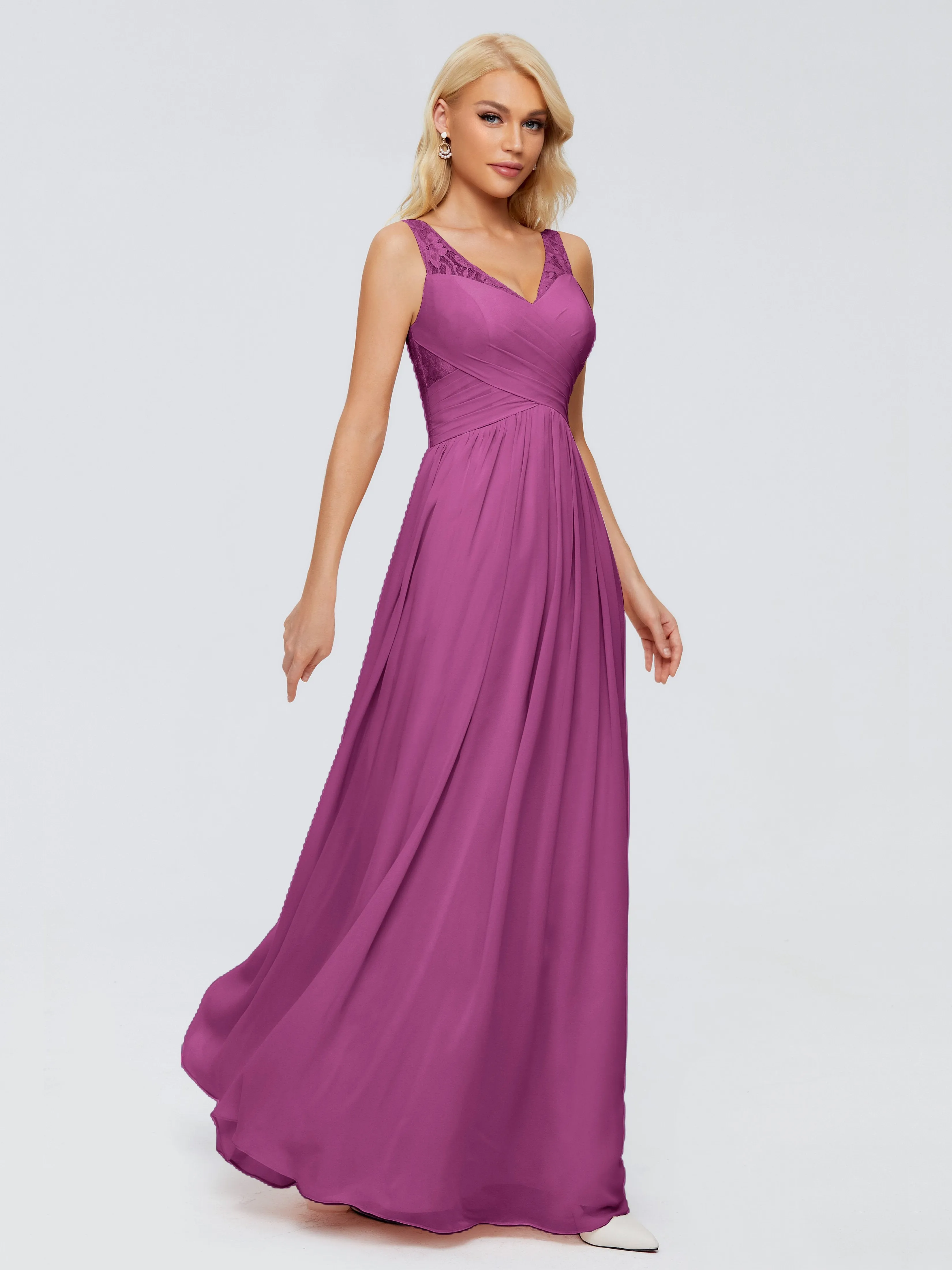 Kayla Gorgeous Straps Lace Chiffon Bridesmaid Dresses
