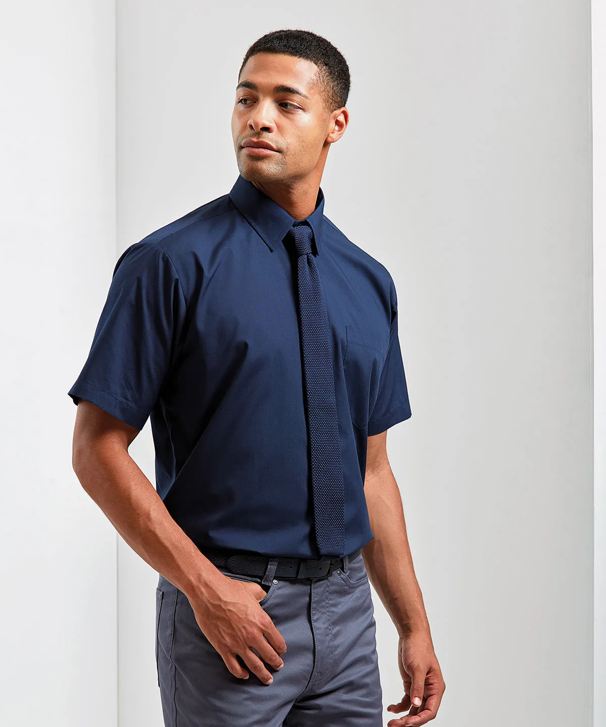 Khaki - Short sleeve poplin shirt