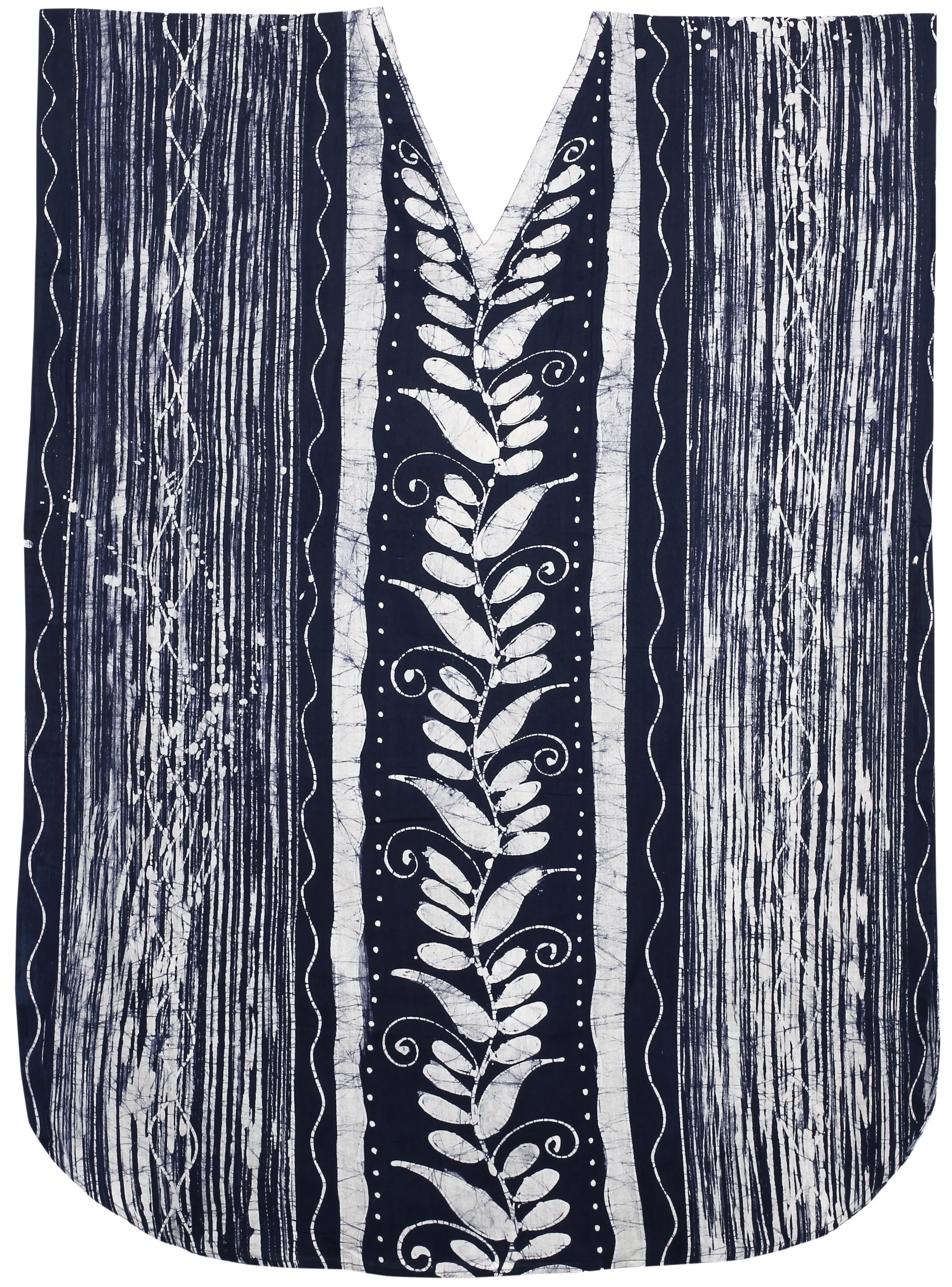 LA LEELA Cotton Batik Printed Women's Kaftan Kimono Summer Beachwear Cover up Dress OSFM 14-18W [L- 2X] Navy Blue_B41