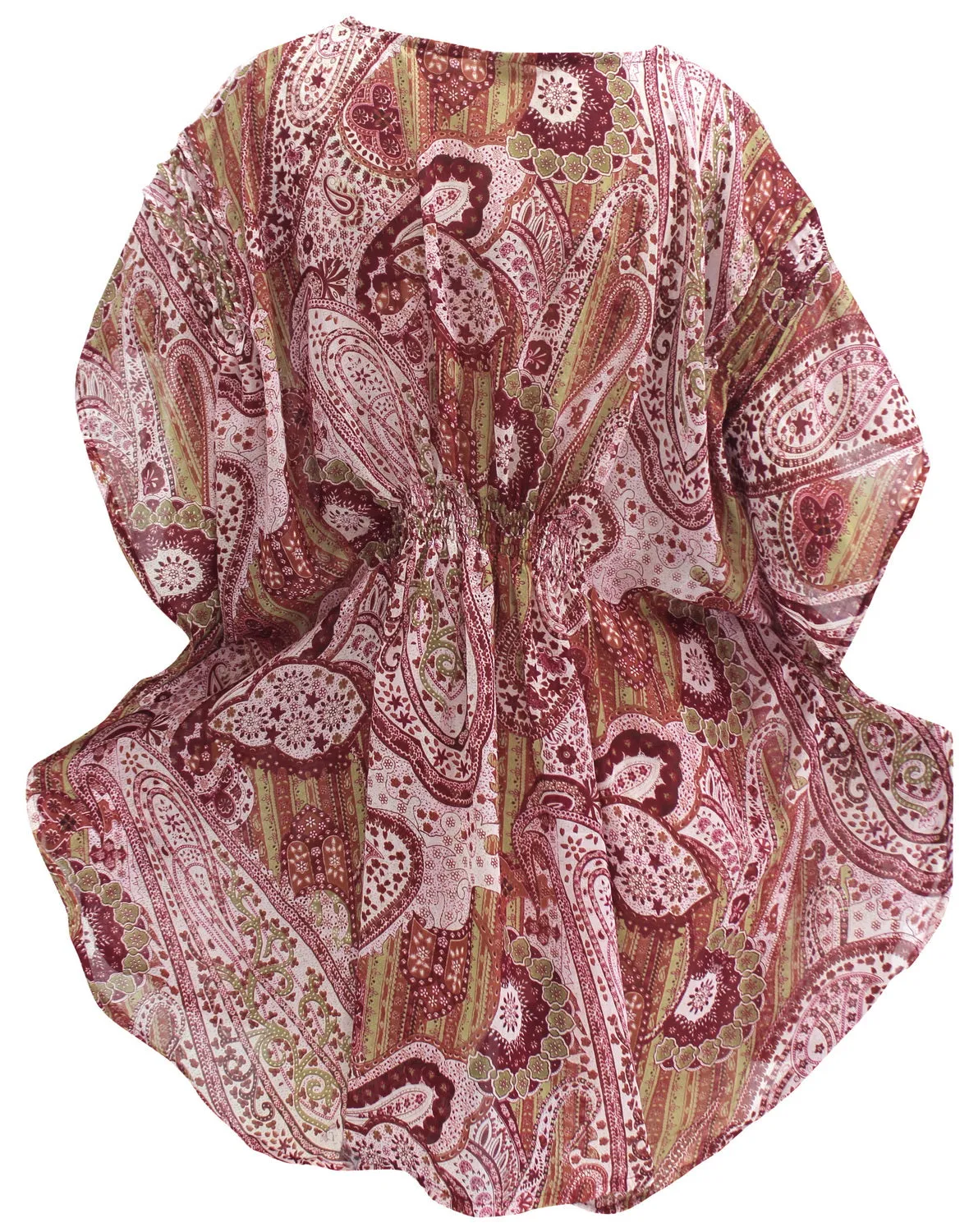 LA LEELA Petite Womenâ€™s Boho Sweet Heart Neck Tunic Tops Blouse Long  Swimsuit Cover up US 8-14 Maroon_C465