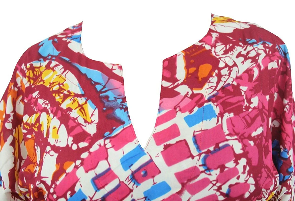 LA LEELA Soft fabric Printed Tassel Swim Cover Up OSFM 8-14 [M-L] Pink_2232