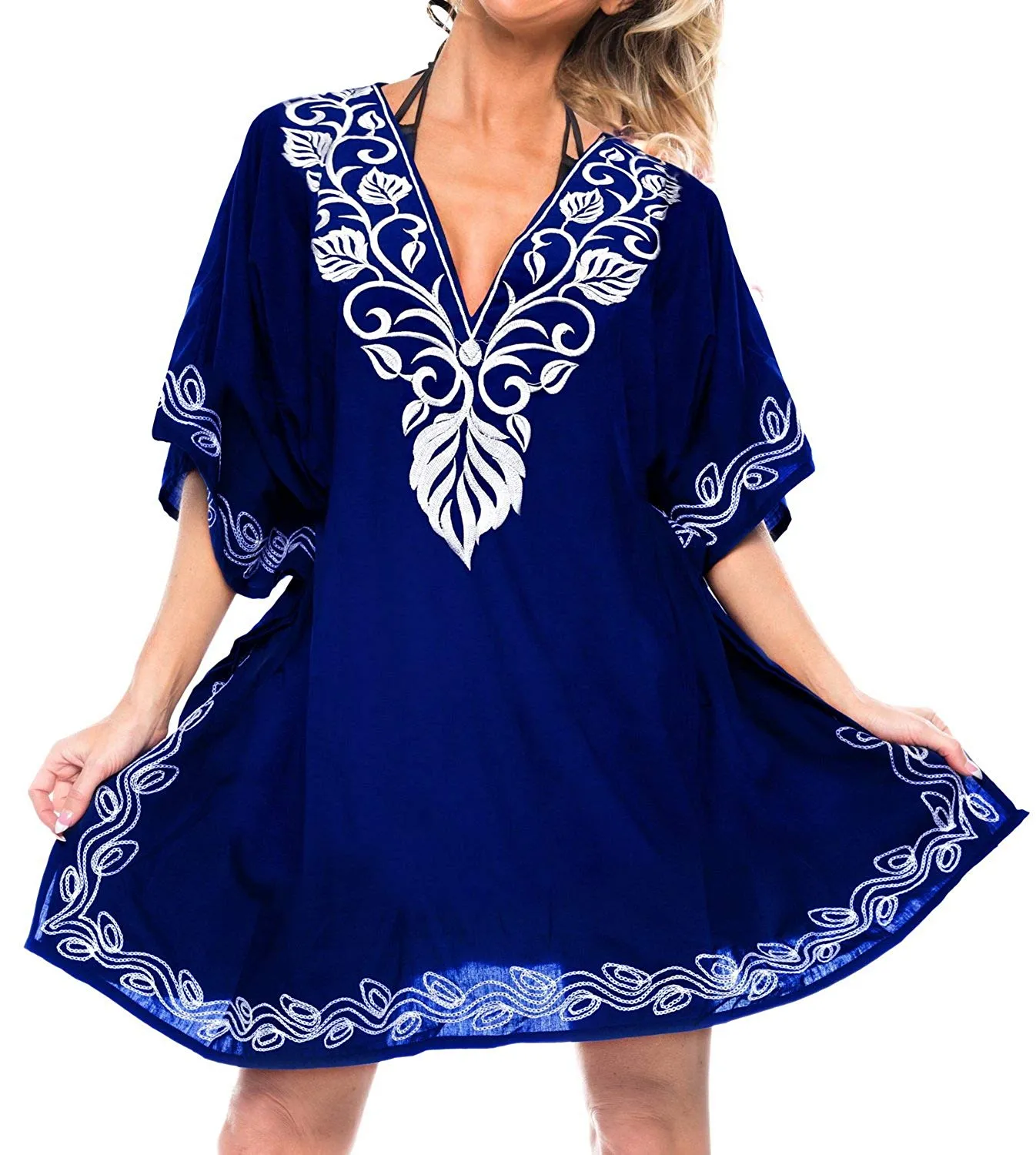 LA LEELA Women's Rayon Beach Cover up Swimsuit Kimono Cardigan with Bohemian Floral Print