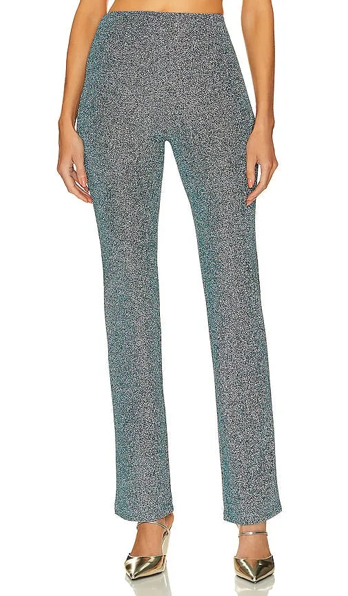 L'Academie Metallic Tie Knit Slim Pants in Blue