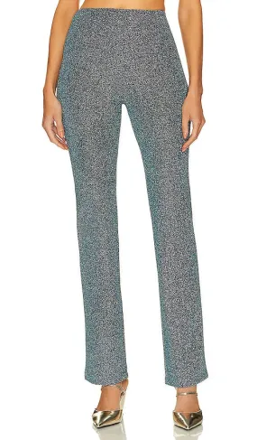 L'Academie Metallic Tie Knit Slim Pants in Blue