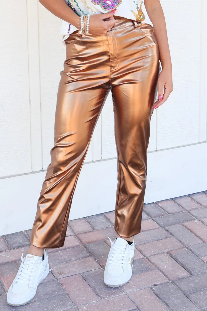 Light It Up Metallic Pleather Pants