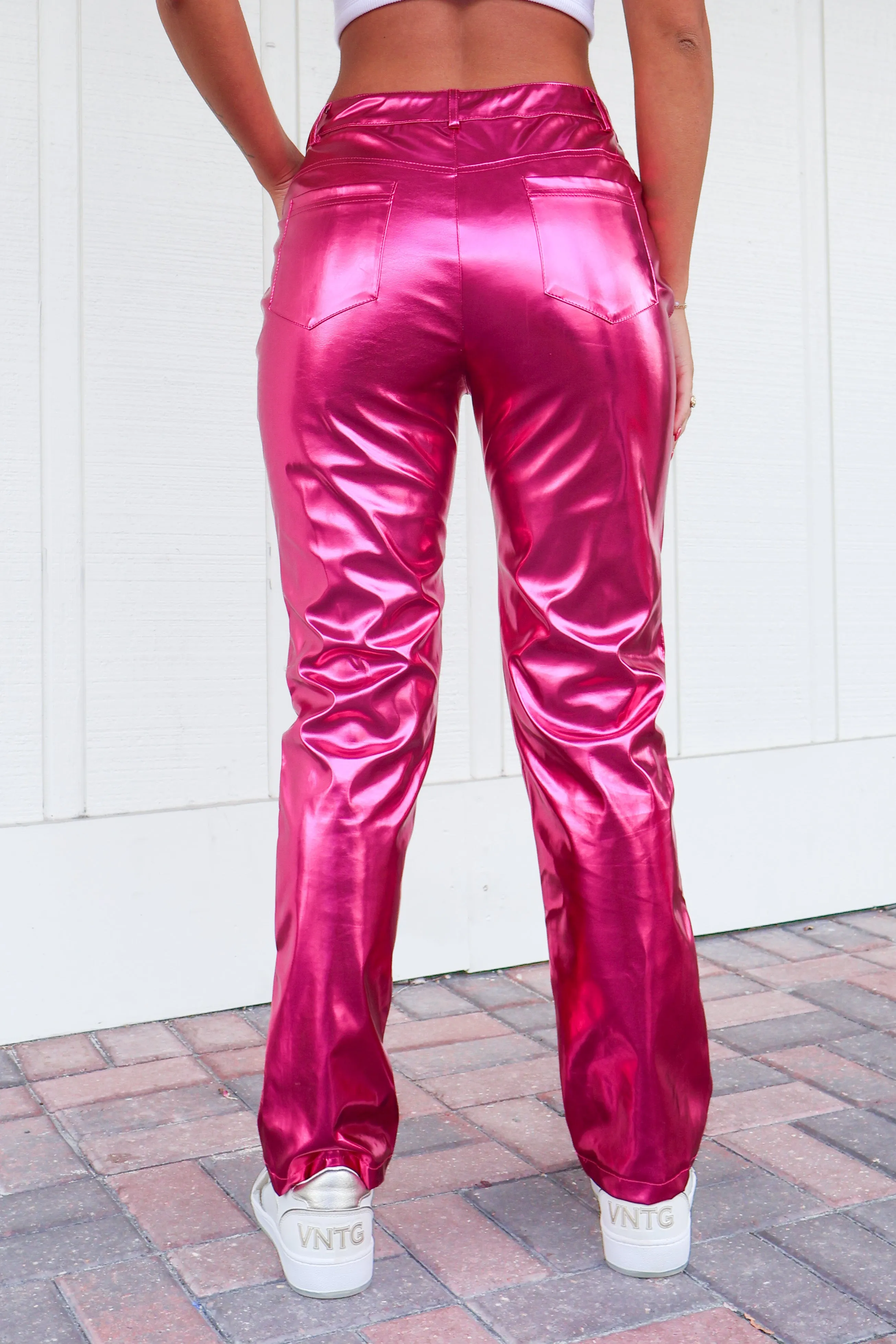 Light It Up Metallic Pleather Pants