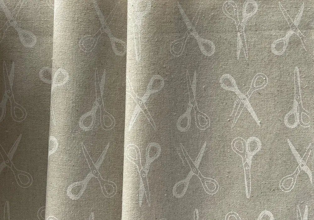 Light-Weight White Sewing Scissors on Natural Cotton & Linen Canvas (Made in Japan)
