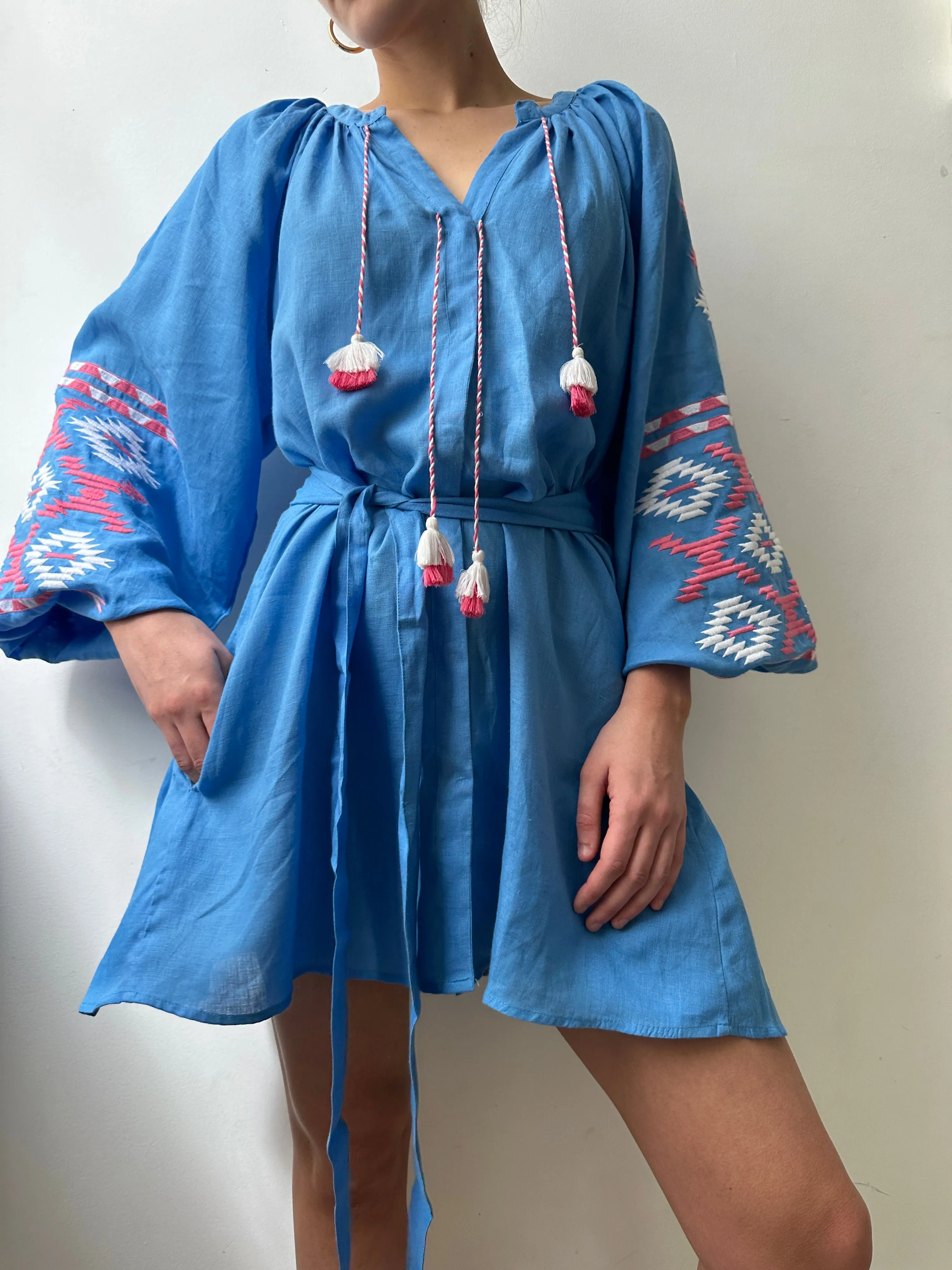 March 11 Short Dress Blue Pink